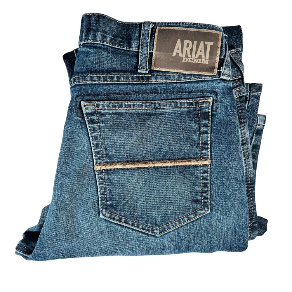 Ariat M4 Jeans Men HTF 33x38 Blue Relaxed Bootcut Rodeo Western Cowboy Workwear